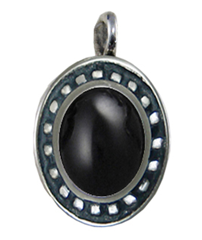 Sterling Silver Little Black Onyx Pendant Necklace